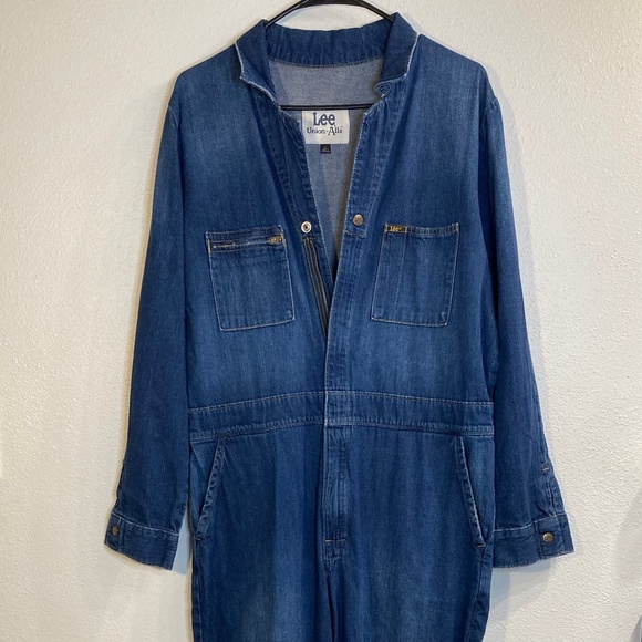lee cotton indigo denim utility boiler suit unionalls